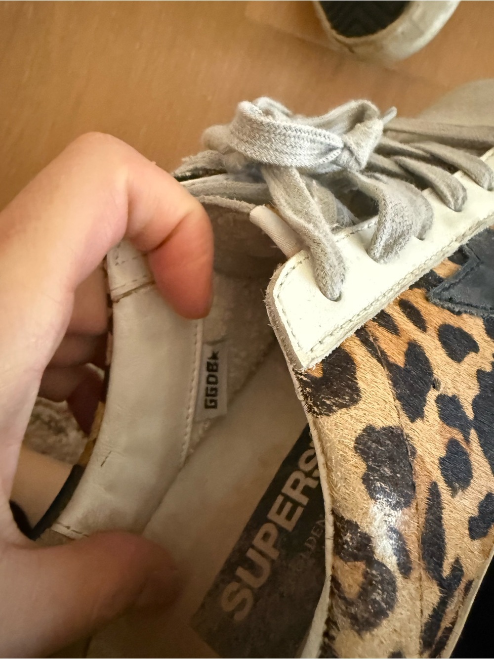 Golden Goose Leopard Print style Low-Top Sneakers with Black Star and Gray Suede - Picture 7 of 7